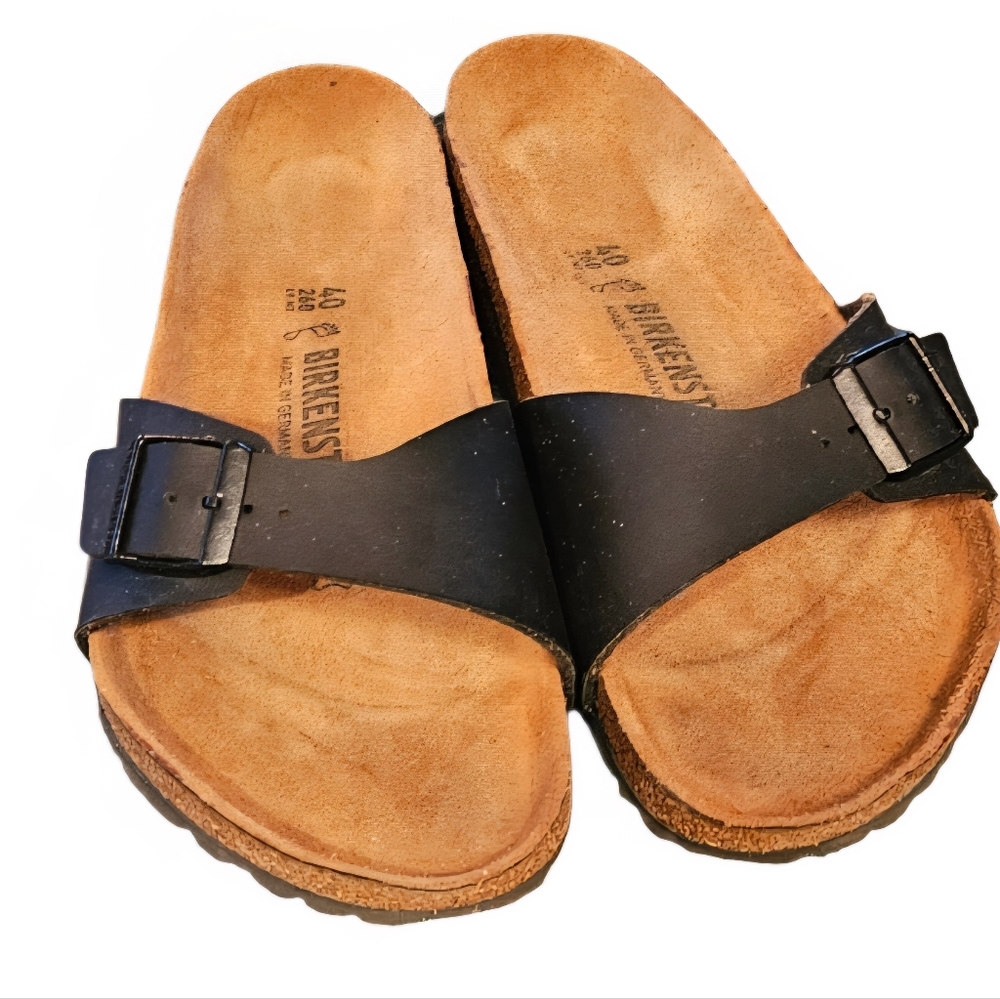 Birkenstock Madrid Birko-Flor Sandals Shoes Black Size 40/9 - Picture 6 of 8